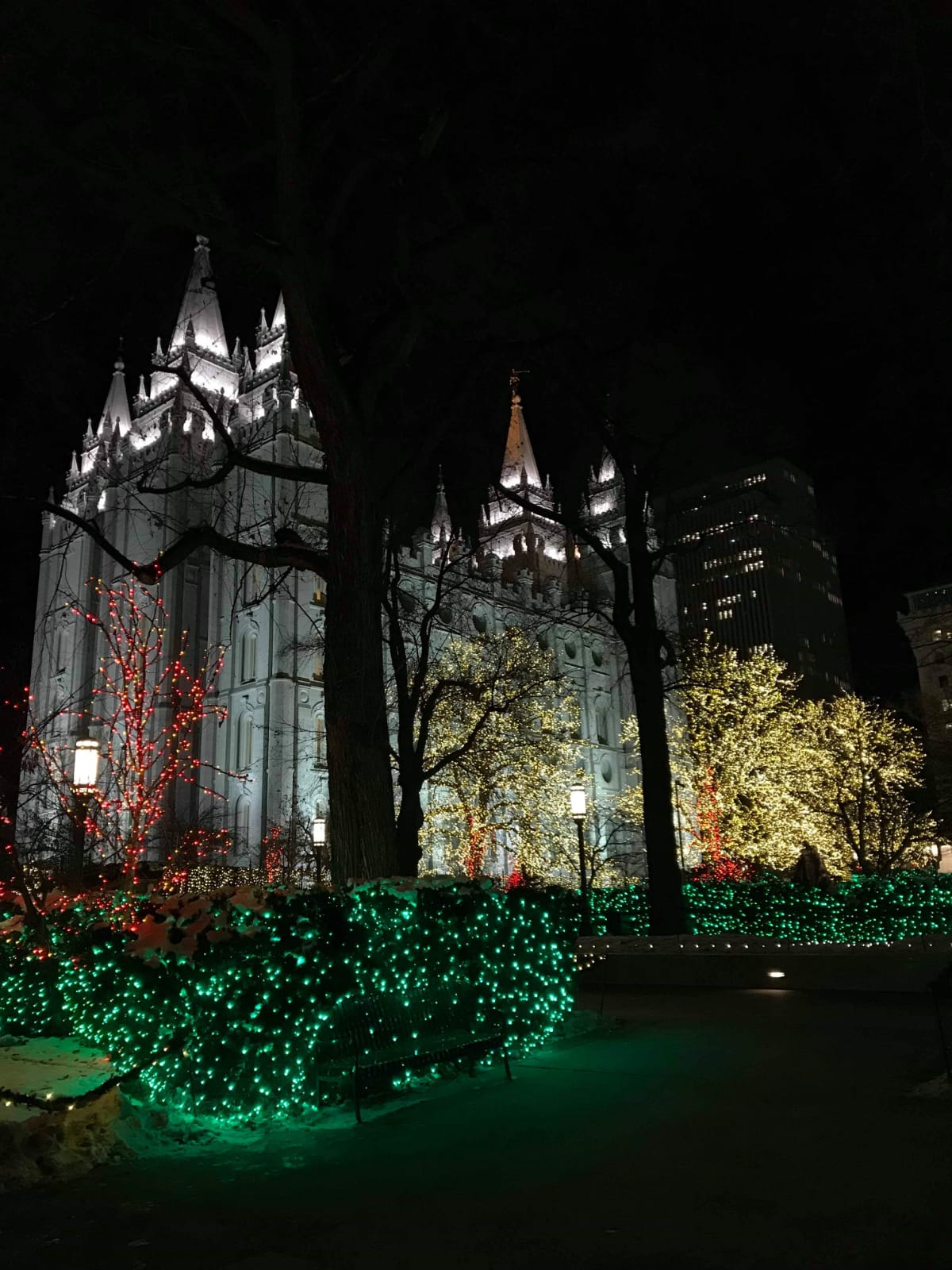 Christmas lights at Temple Square