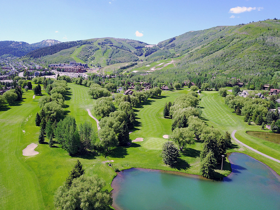 Arial view against the mountains at Park City Golf Course in Park City, Utah