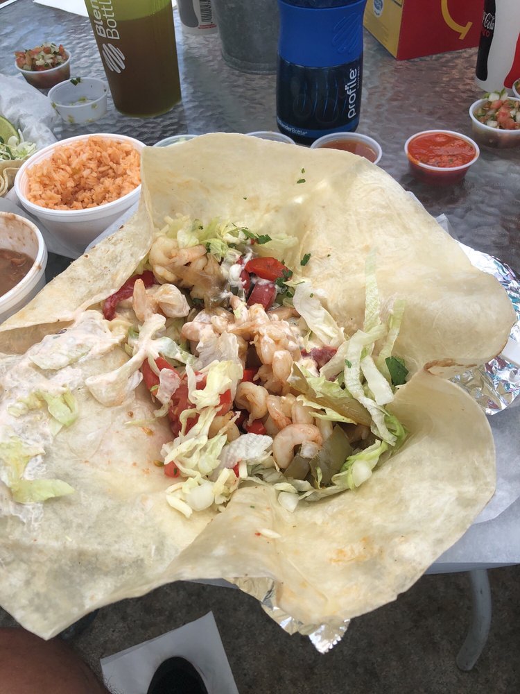 Lone Star Taqueria Menu Favorites, Shrimp Burrito.