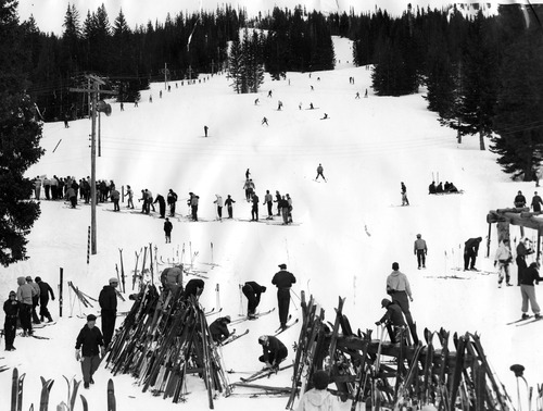 A scene from 1952 at Brighton Resort, Utah's first ski resort that started in 1936