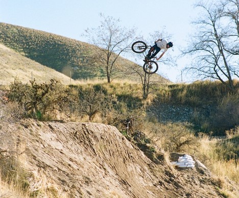 A local biker goes big on a jump at I-Street