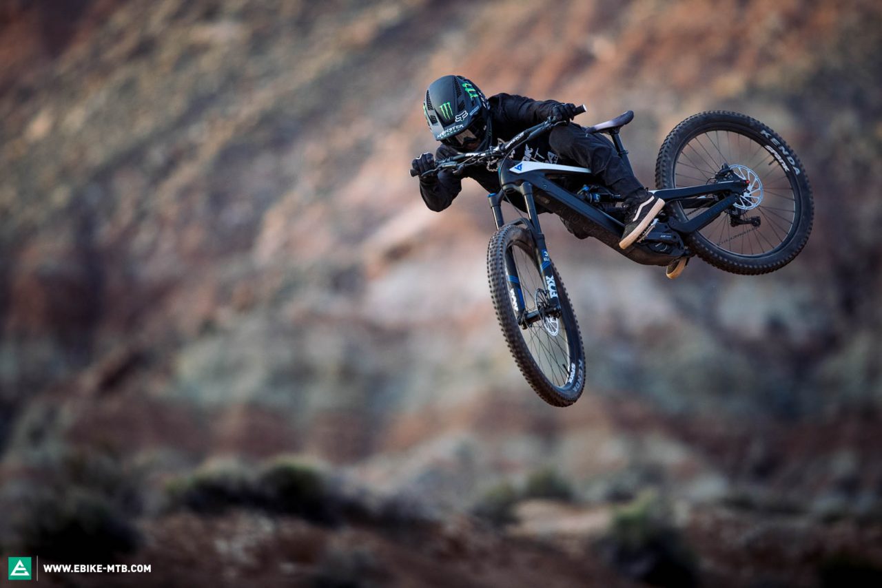 A mountain biker gets stylish on his bike in Southern Utah