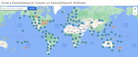 Family History Centers near me map