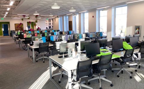 The Ogden FamilySearch Center Research Room is a computer lab. These computers are used for family history research. There are also audio and video convertors and scanners.