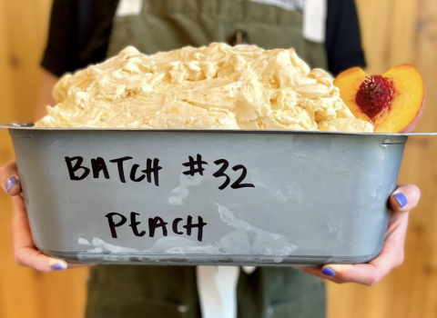 Artisan ice cream at Blacksmith Ice Cream Co. featuring peach ice cream