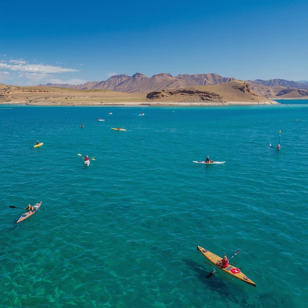 People paddleboarding on the Salt Lake City during a summer sunset near Antelope Island