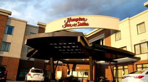 Hampton Inn & Suites University Foothill hotel entrance in Salt Lake City near the University of Utah area