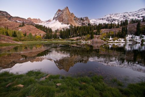 Sundial Peak and Lake Blanche in Little Cottonwood Canyon, showcasing the premier hiking and high-alpine outdoor activities near Salt Lake City in the Wasatch Mountains.